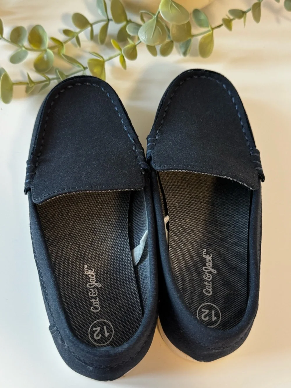 Cat & Jack Navy Blue Kids Moccasin Slip-On Shoes Size 12